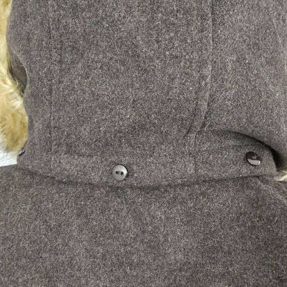 2/$50 NWOT Coffeeshop NY Twilight Plum Wool Blend Coat w/ Faux Fur Hood Size S - Picture 3 of 8